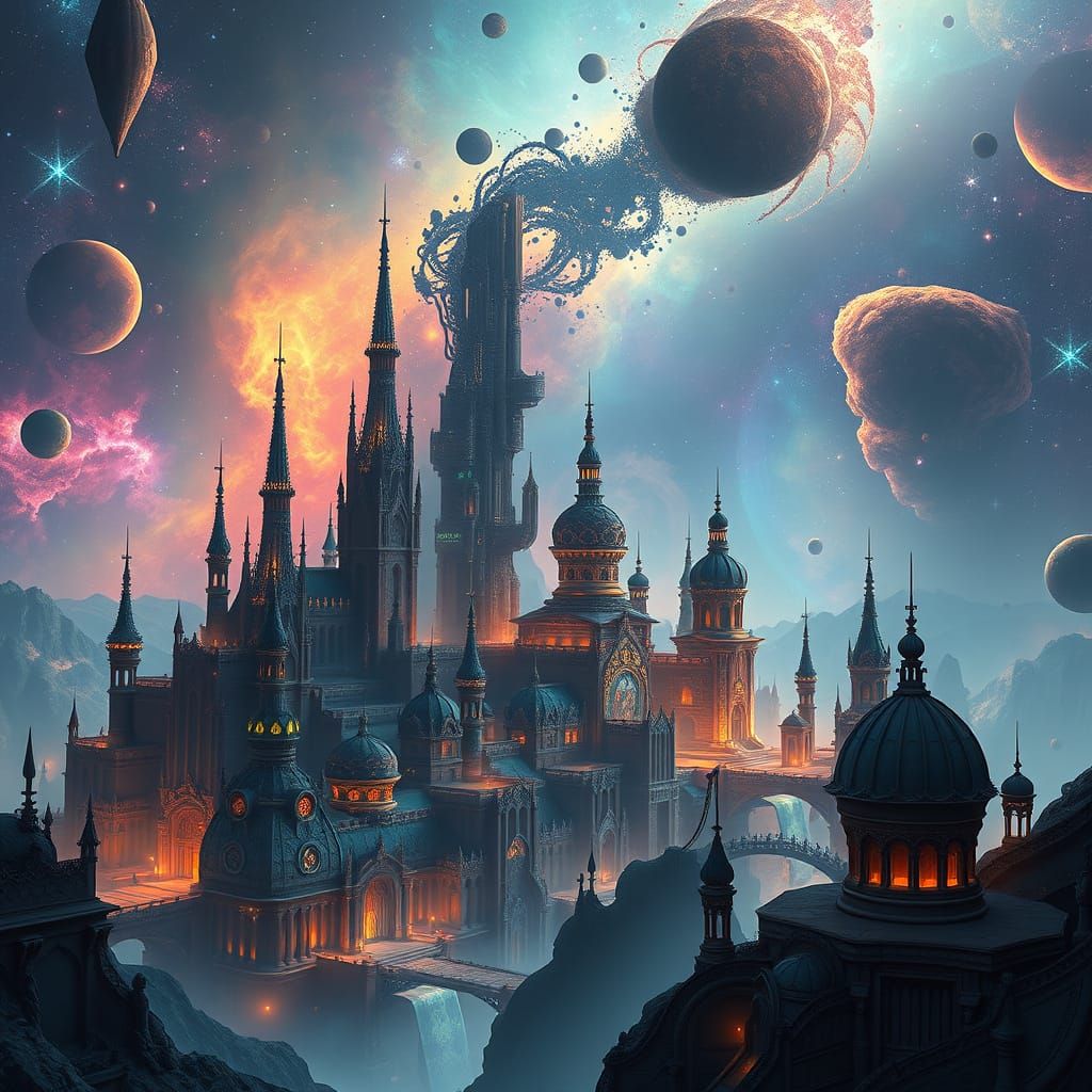 Ethereal Cosmic Metropolis