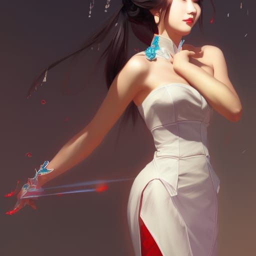 Bishoujo Portrait of Woman in Qipao Dress