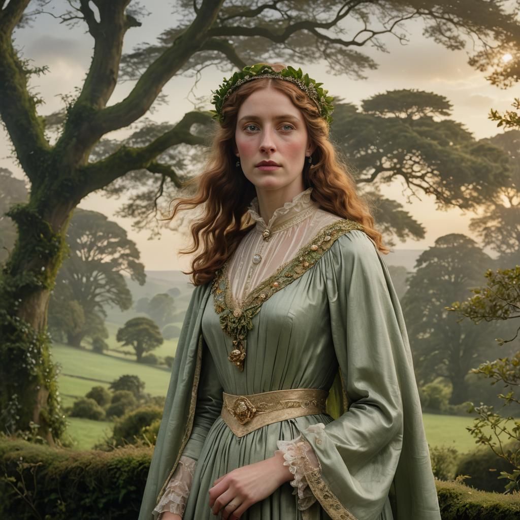 Pre-Raphaelite Portrait of a Woman in English Countryside