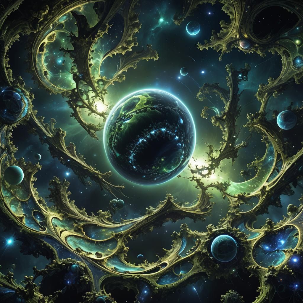 Fractal Planet Concept Art in Deep Space