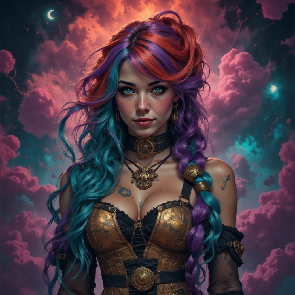 Cosmic Blacksmith Forging Stars on Brass Platform