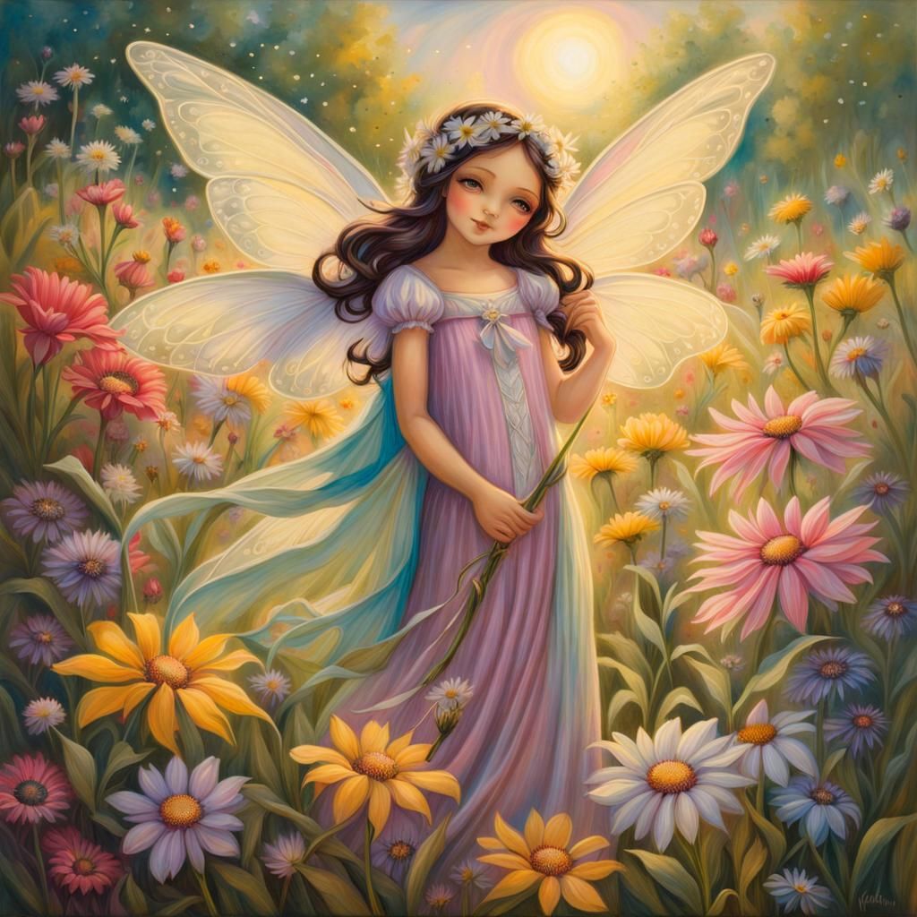 Fairy Blessing in a Lush Meadow