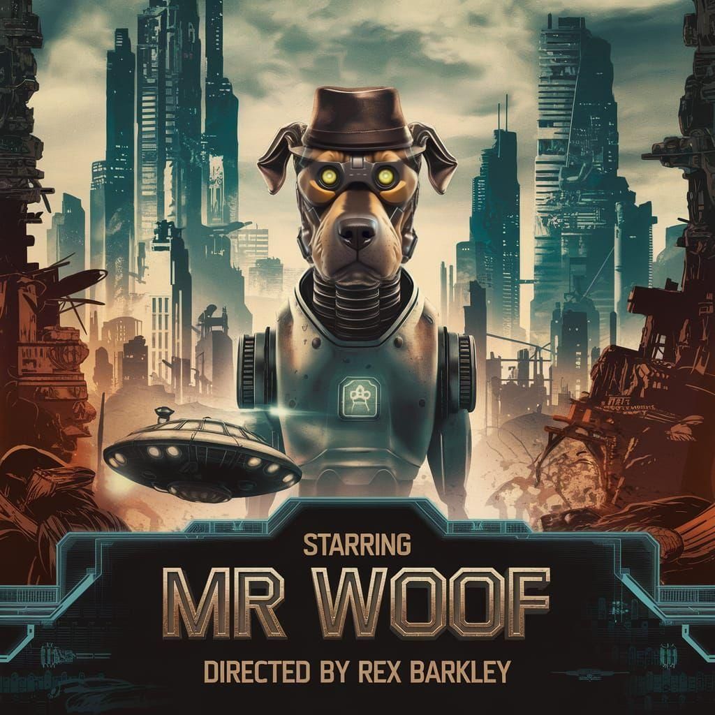 Robotic Dog Detective: Retro Movie Poster