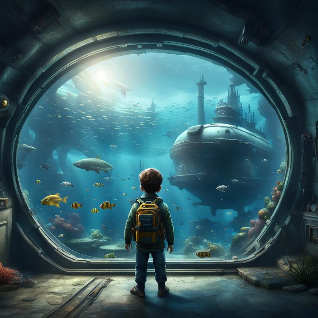 Underwater City Seen From Submarine Window