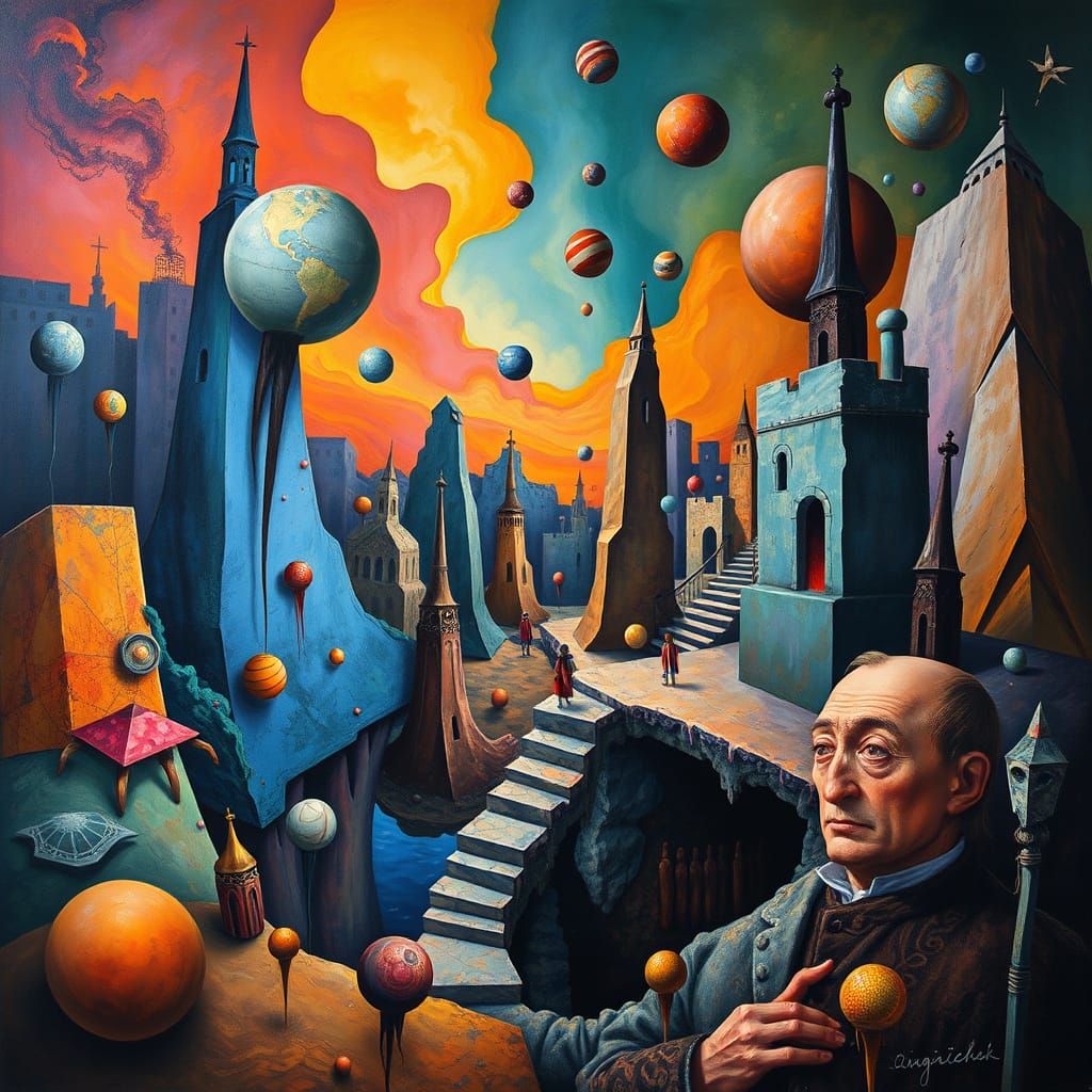 Surrealist Dreamscape with Fragmented Realities