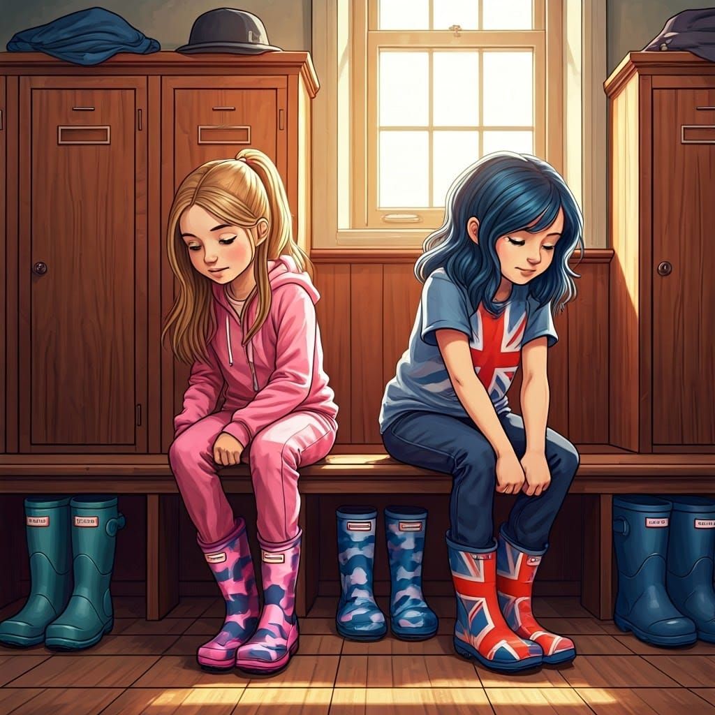 Sisters in Whimsical School Attire, Inspired by Beatrix Pott...