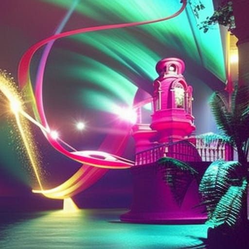 Colorful Retro-Surrealism: A Vintage Polaroid Dreamscape