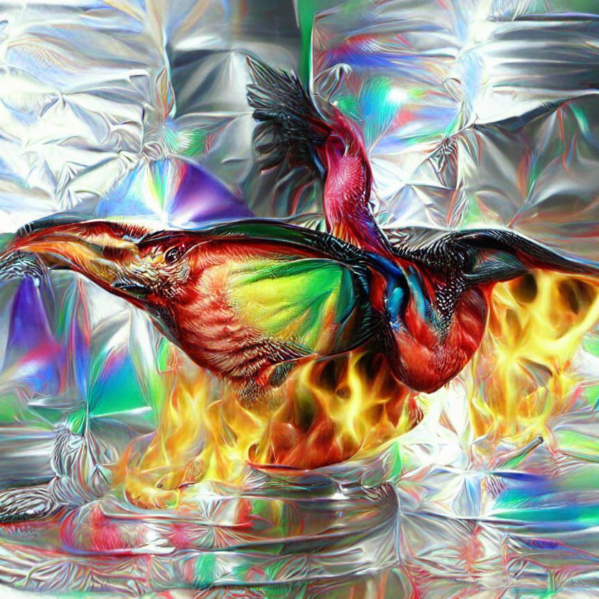 Soaring Phoenix in Classical Fantasy Art Style