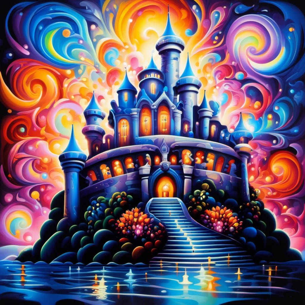 Abstract Fairytale Castle in Cubist Punk Style