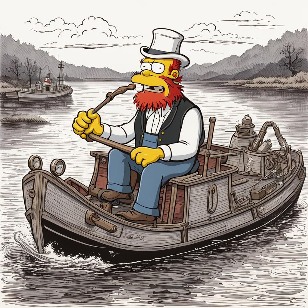 Groundskeeper Willie on a Steamboat