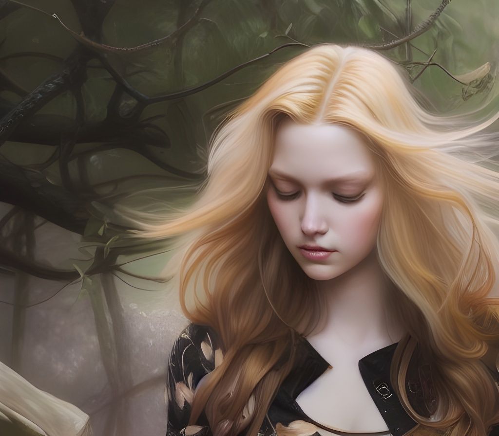 Detailed Forest Portrait in Digital Painting Style