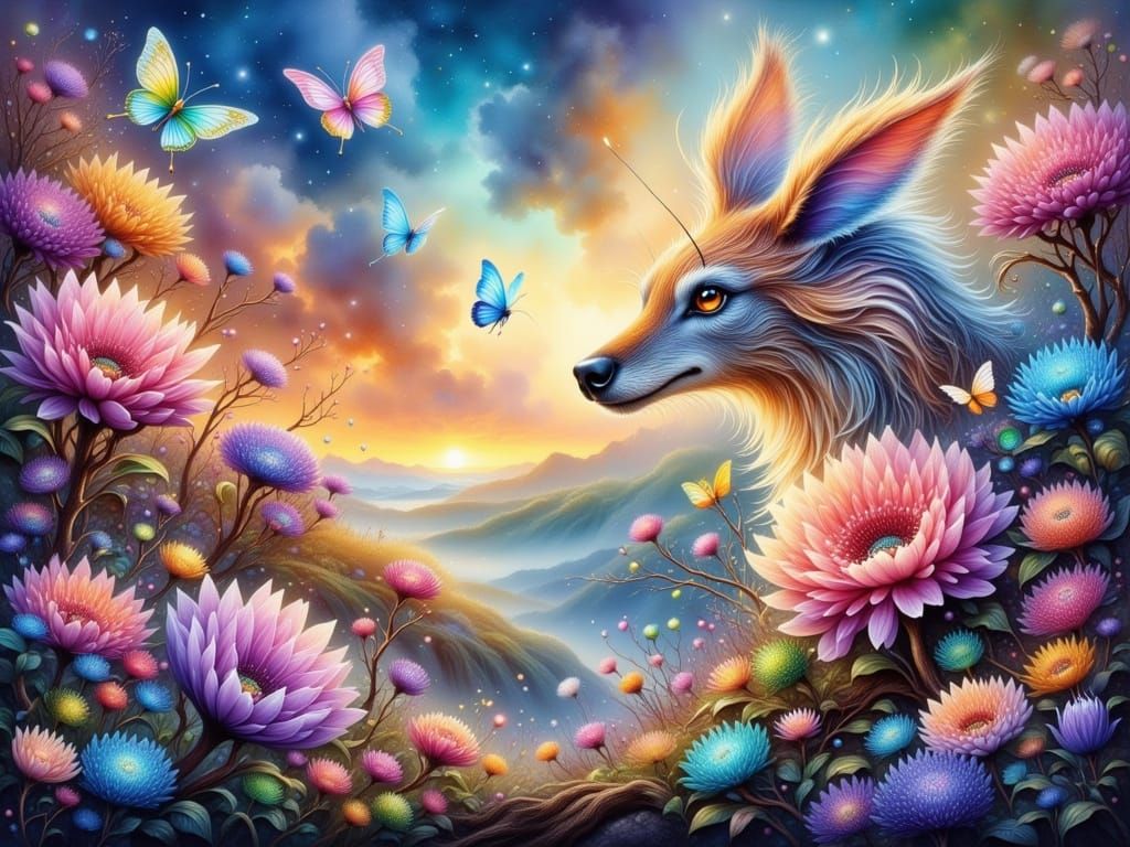 Whimsical Floral Fantasy in Ethereal Glow