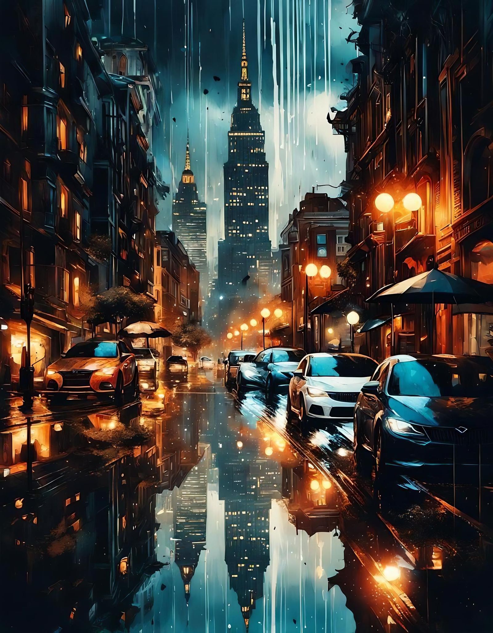 Rainy crowded street