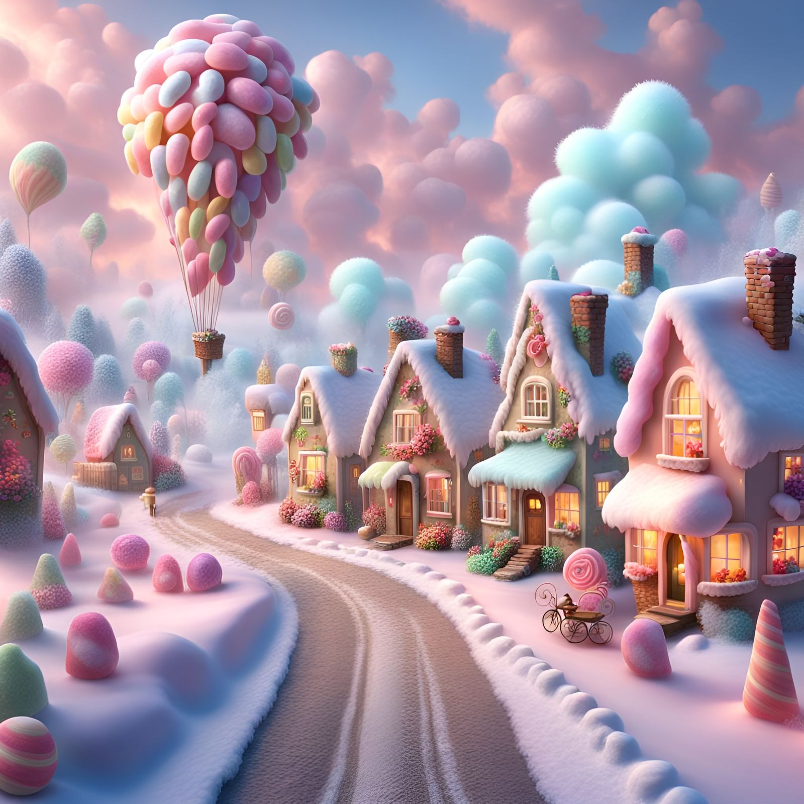 Sweet Candy Wonderland Village in 3D