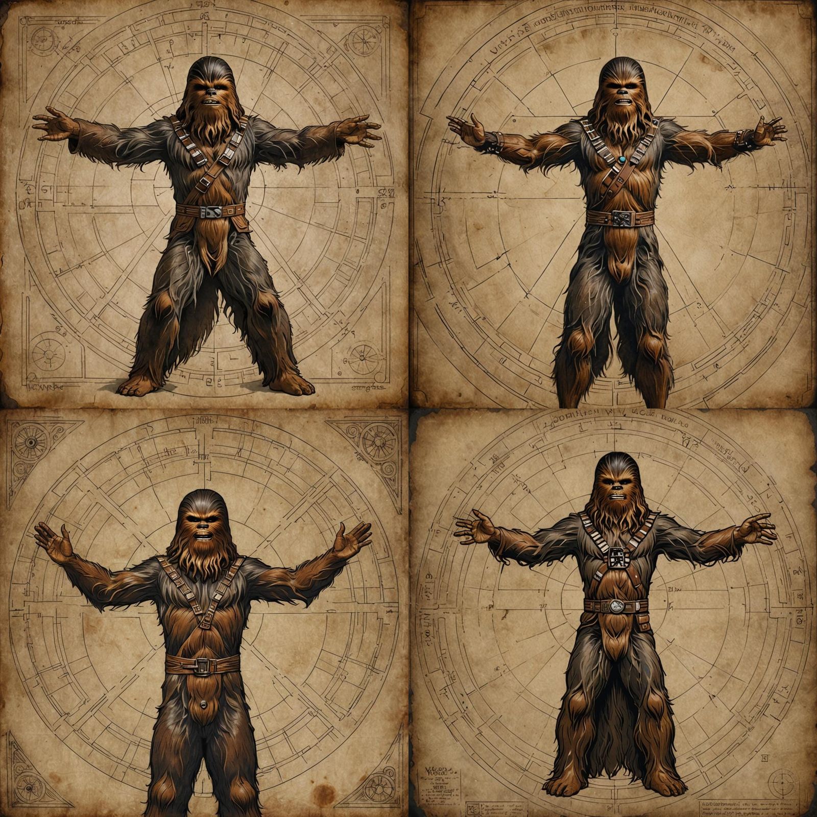Wookie as Vitruvian Man: A Leonardo da Vinci Homage