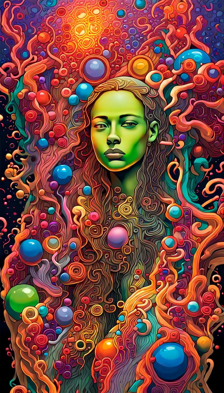 Psychedelic Abstract in Neon Colors and Volumetric Lighting