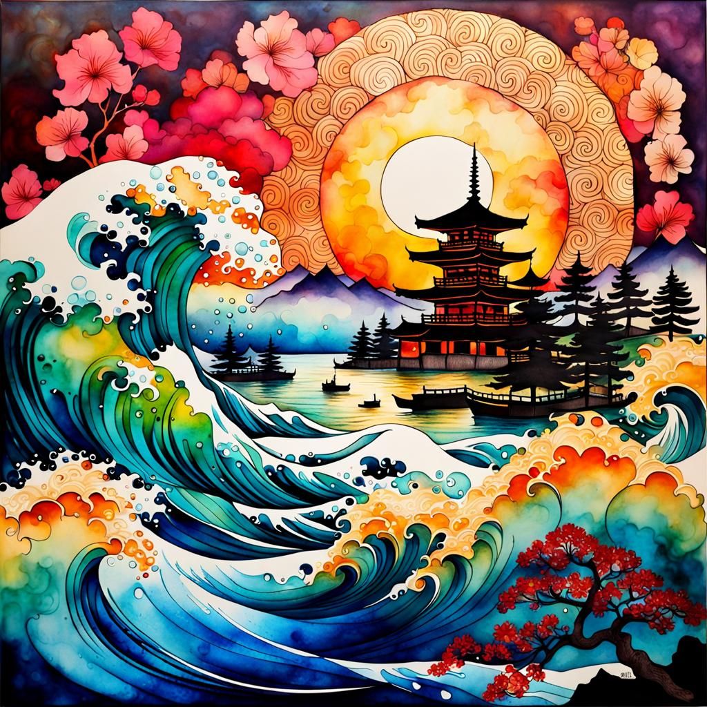 Soulful Swirling Patterns in Woodblock Print Style