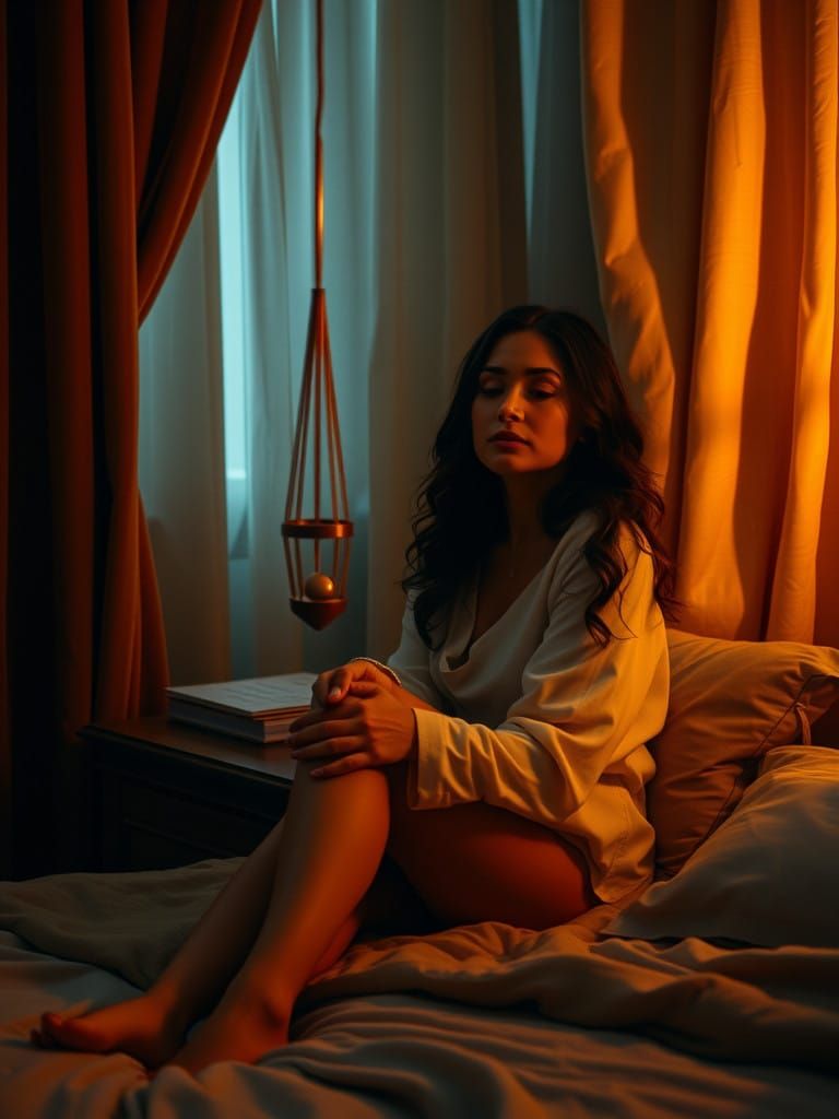 A Woman Surrenders to Hypnosis in a Dreamy Bedroom