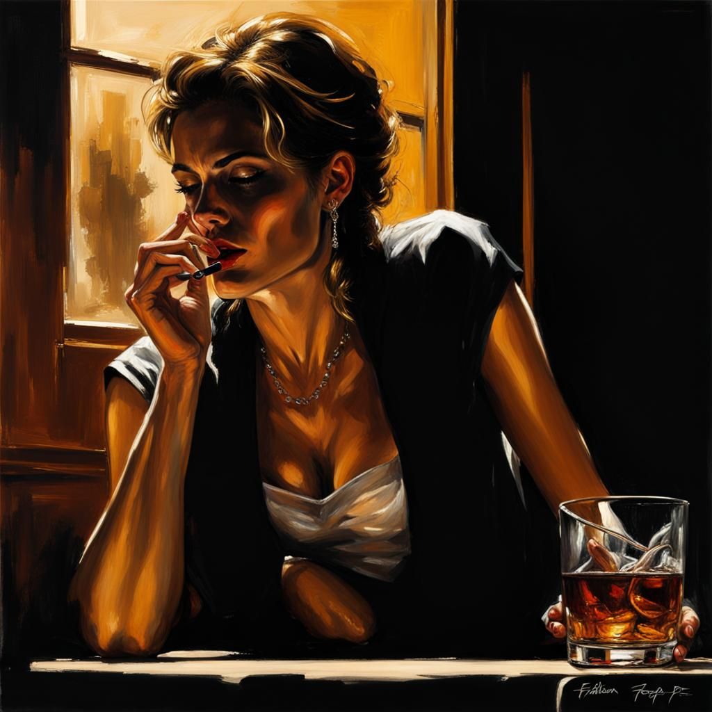 Dark and Sinister Ladies with Whiskey in Perez Style