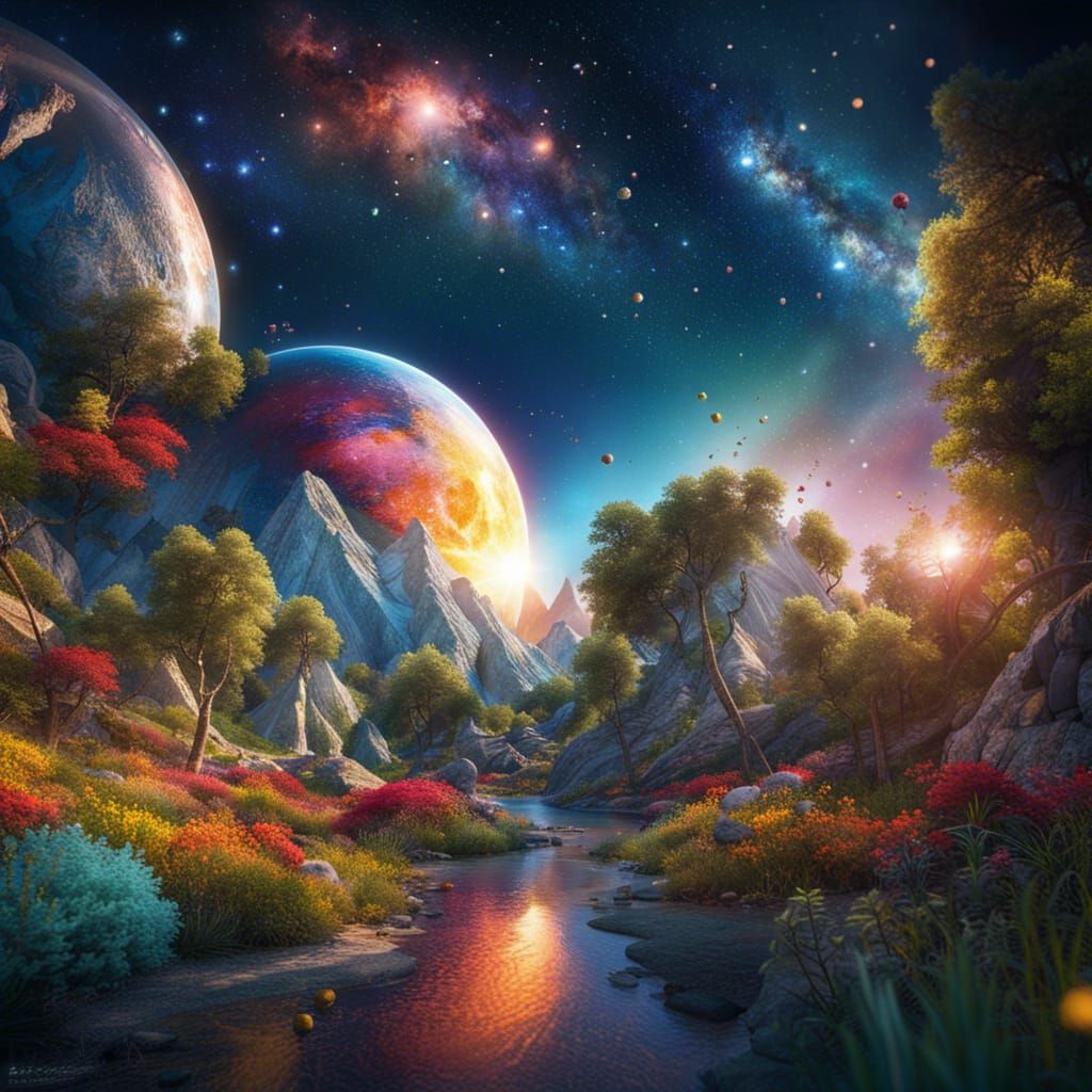 Photorealistic Alien World United in Peace