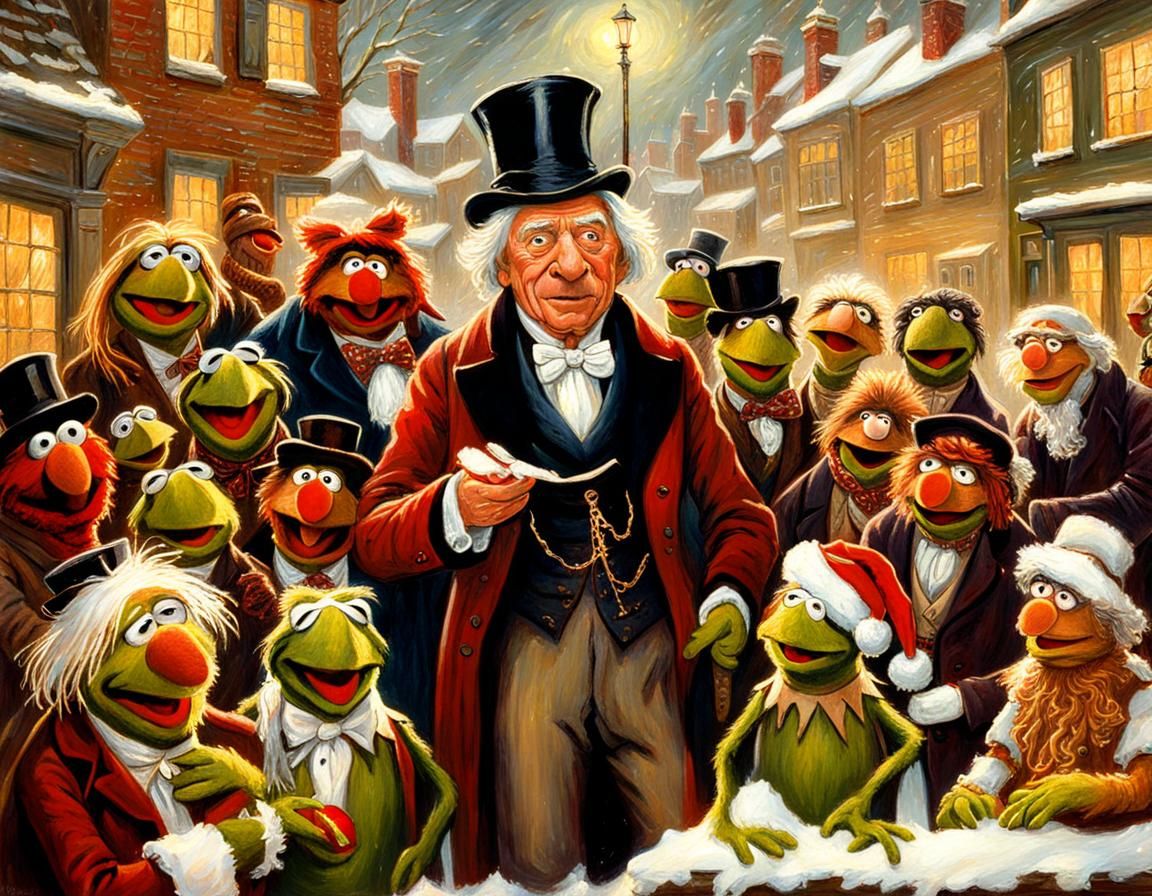 Ebenezer Scrooge and The Muppets: Oil Painting