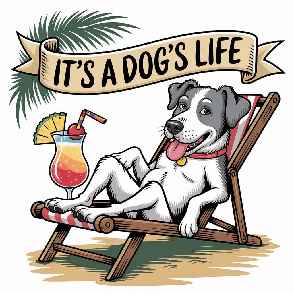 Dog's Life: Mongrel Lounging in Tropical Sun
