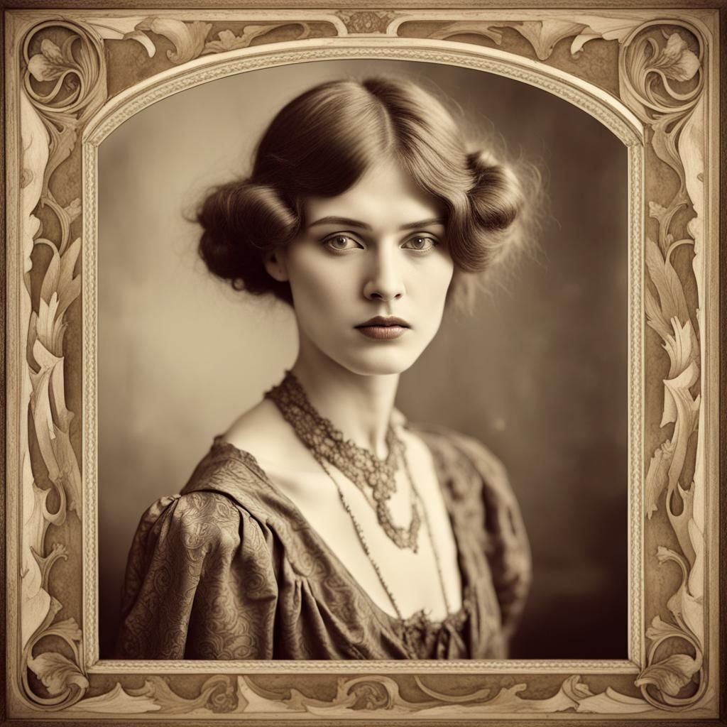 Elegant Art Nouveau Portrait of a Young Woman