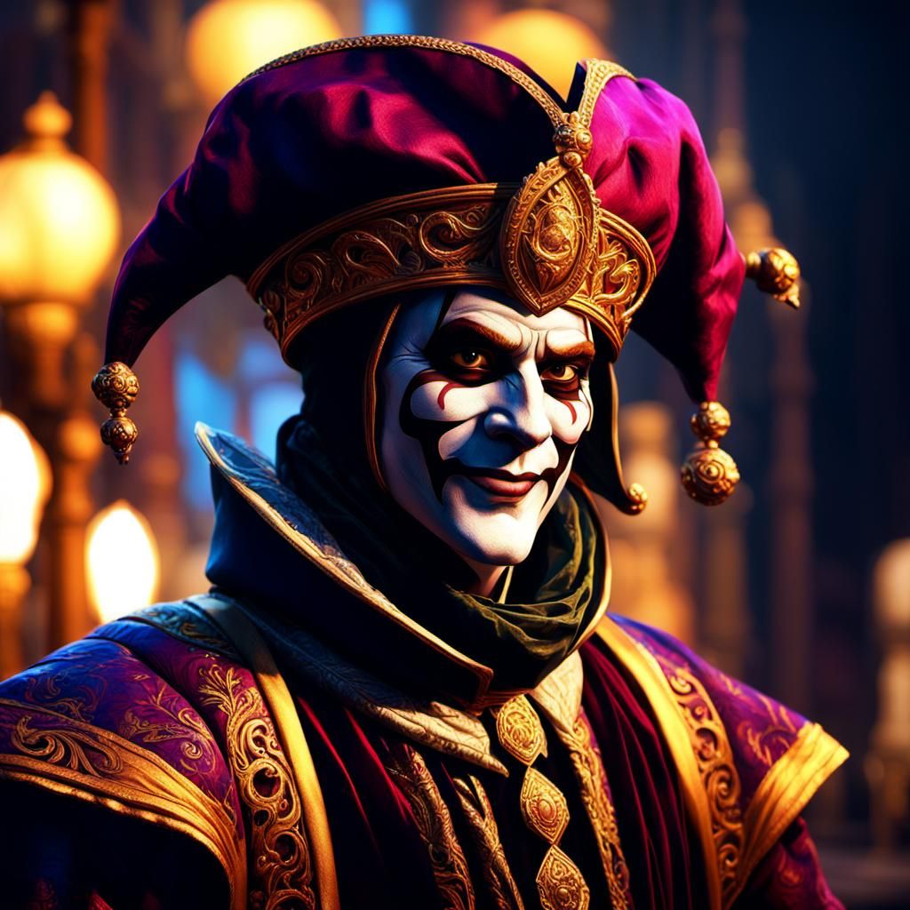 Ornate Court Jester in Explosive Colors