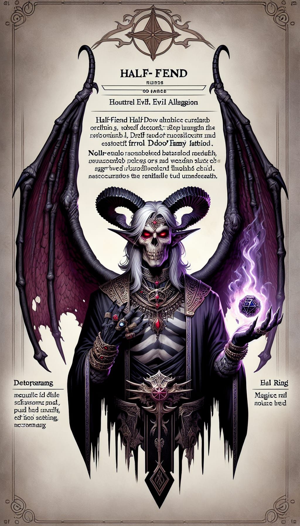 Half-Fiend Drow Lich with Necromantic Staff