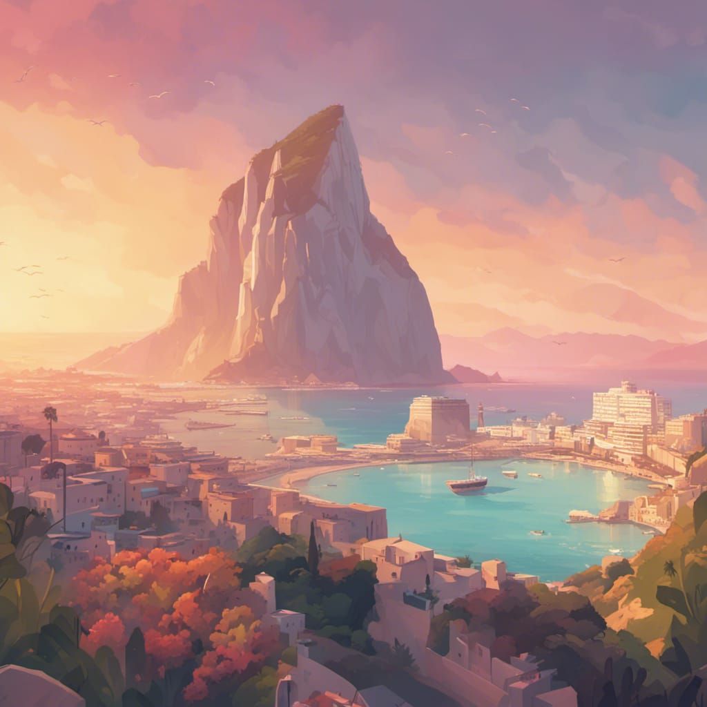 Gibraltar Sunrise: Detailed Mediterranean Scene