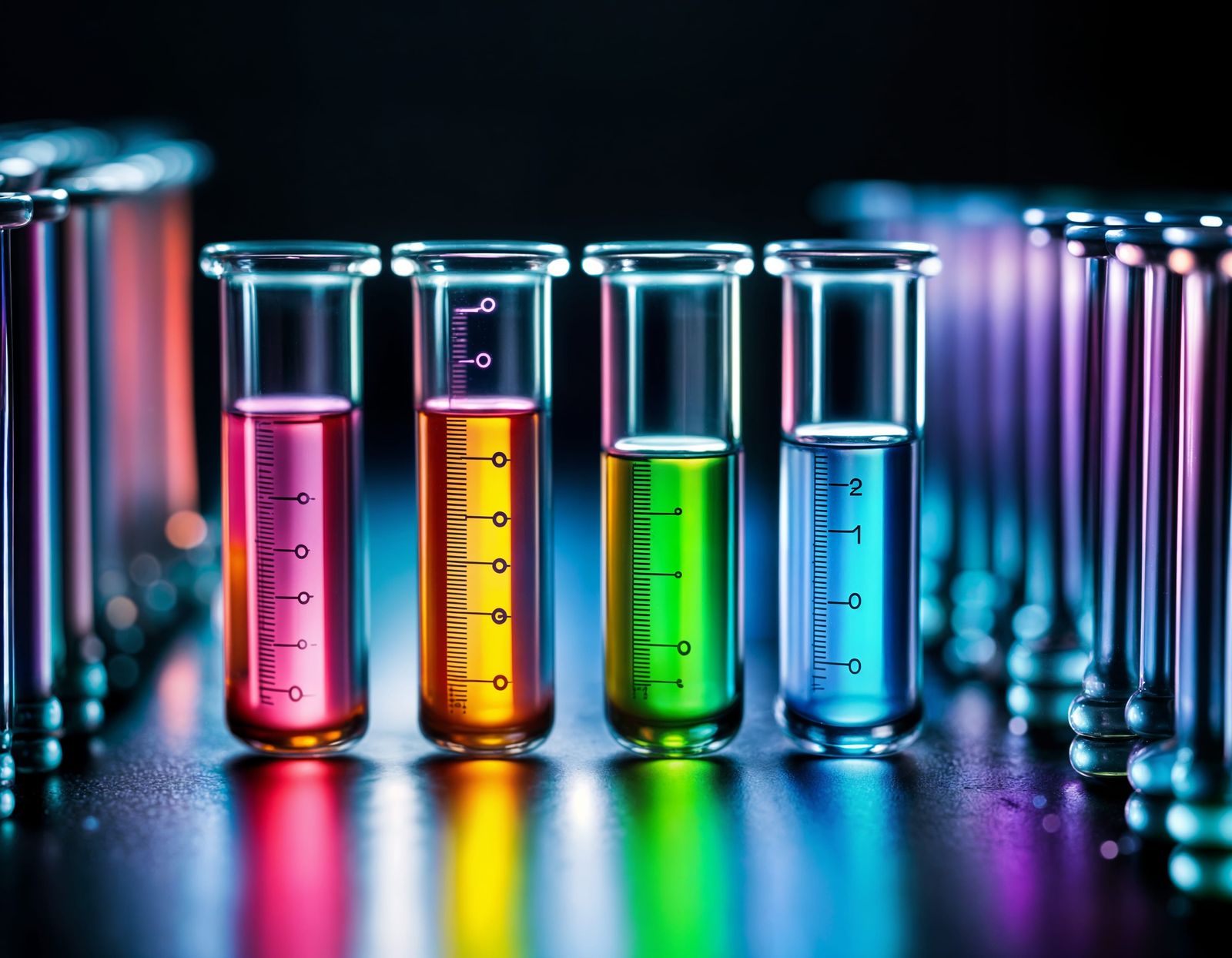 Glowing Organic Compounds in Test Tubes