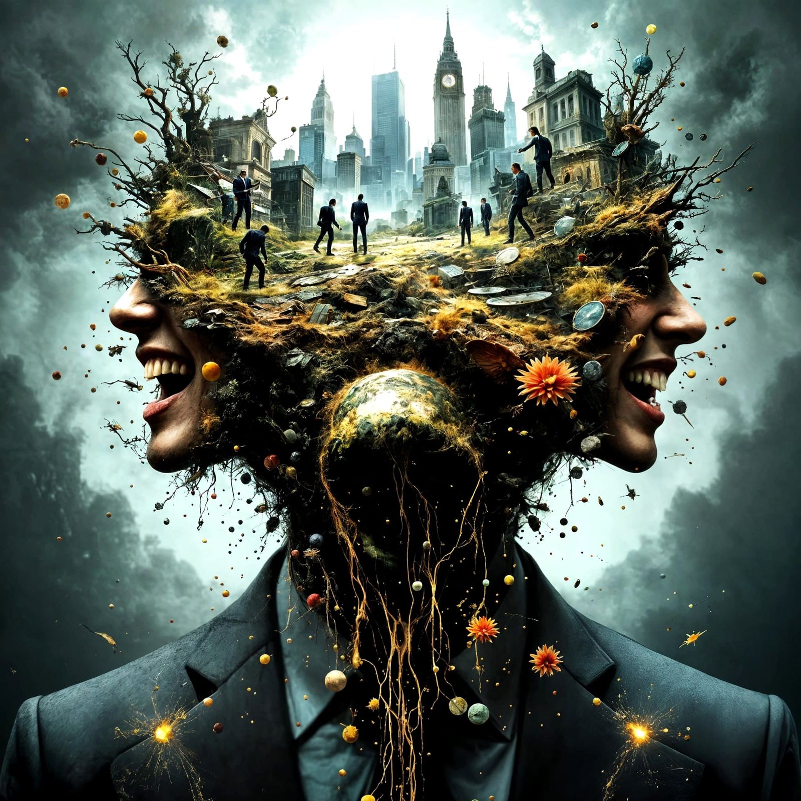 Surreal Toxic World Spilling from Mind