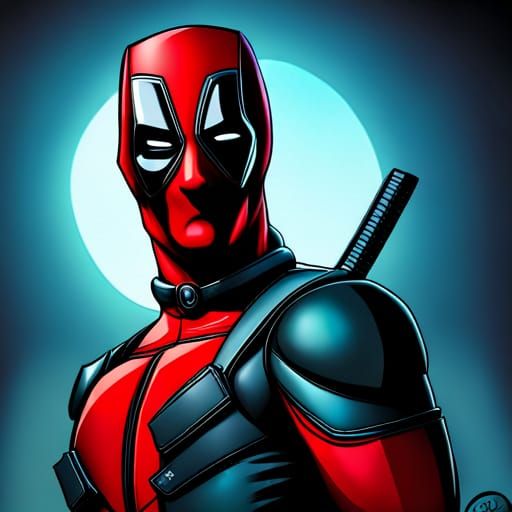 Detailed Comic Photoillustration of Colorful Deadpool