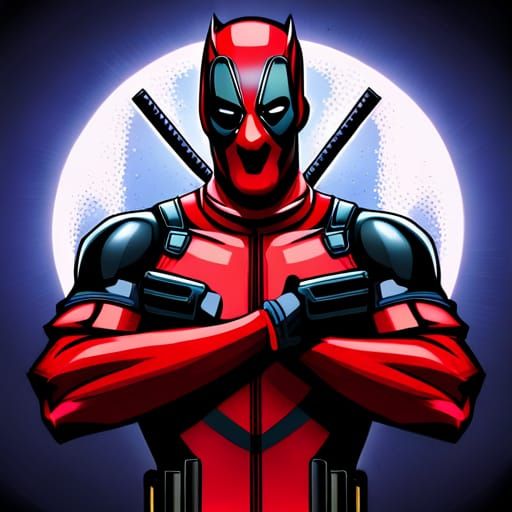 Detailed Photorealistic Comic Illustration of Deadpool