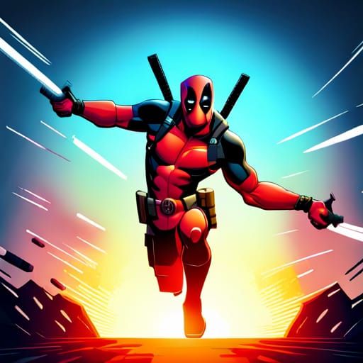 Detailed Comic Photoillustration of Deadpool in 8k