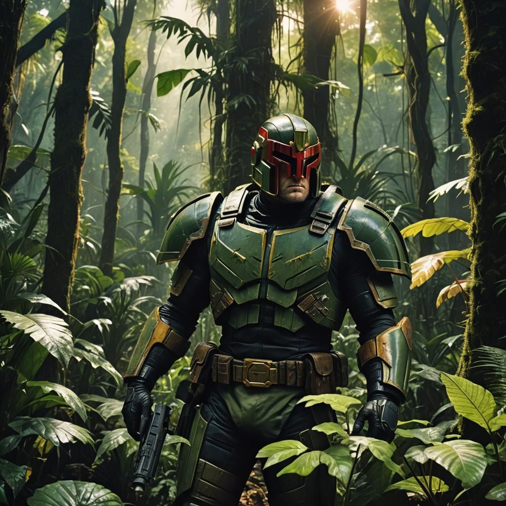 Rambo as Judge Dredd Hiding in Jungle