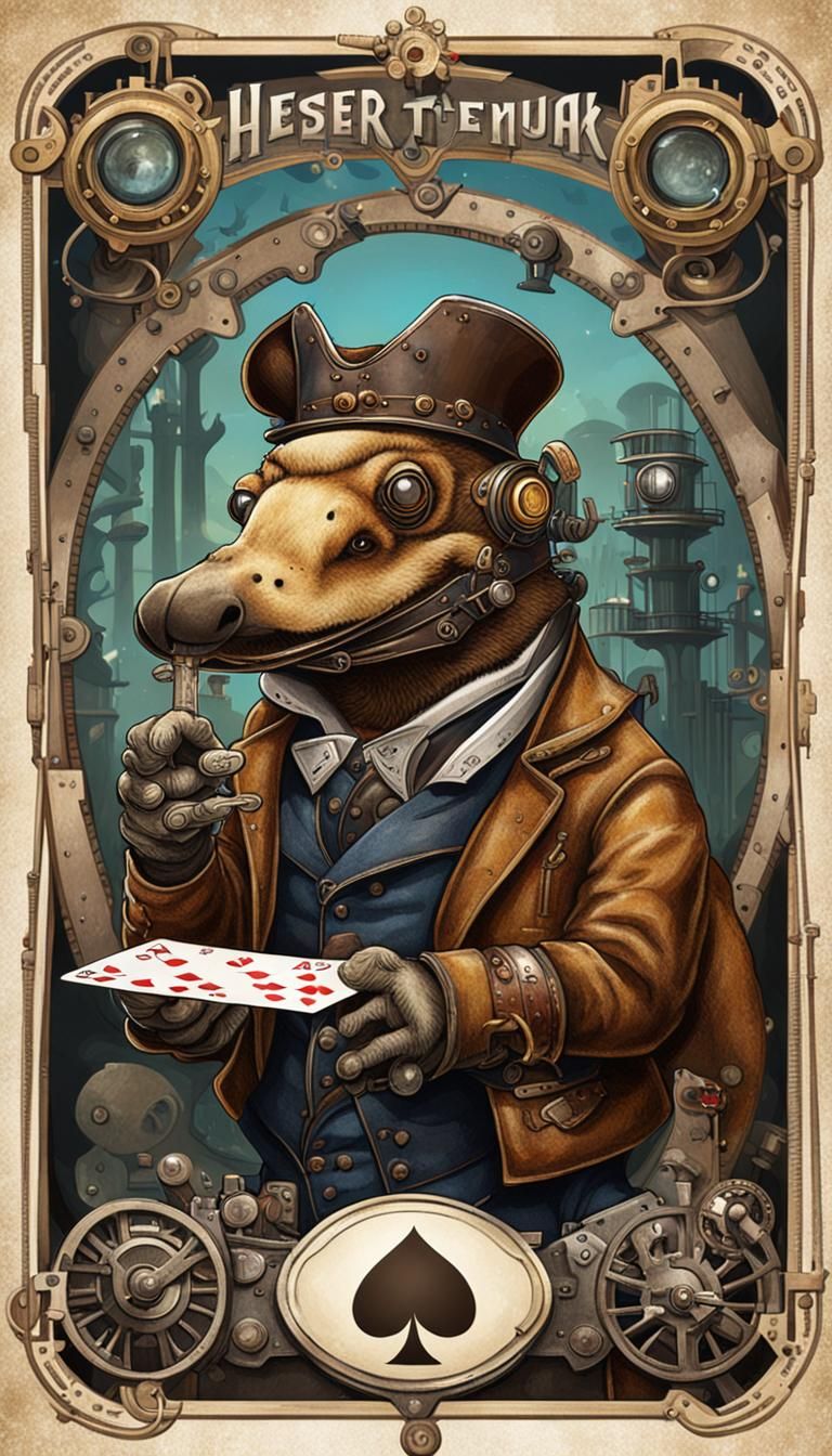 Platypus and Hyena Card Game in Escher Theme Park