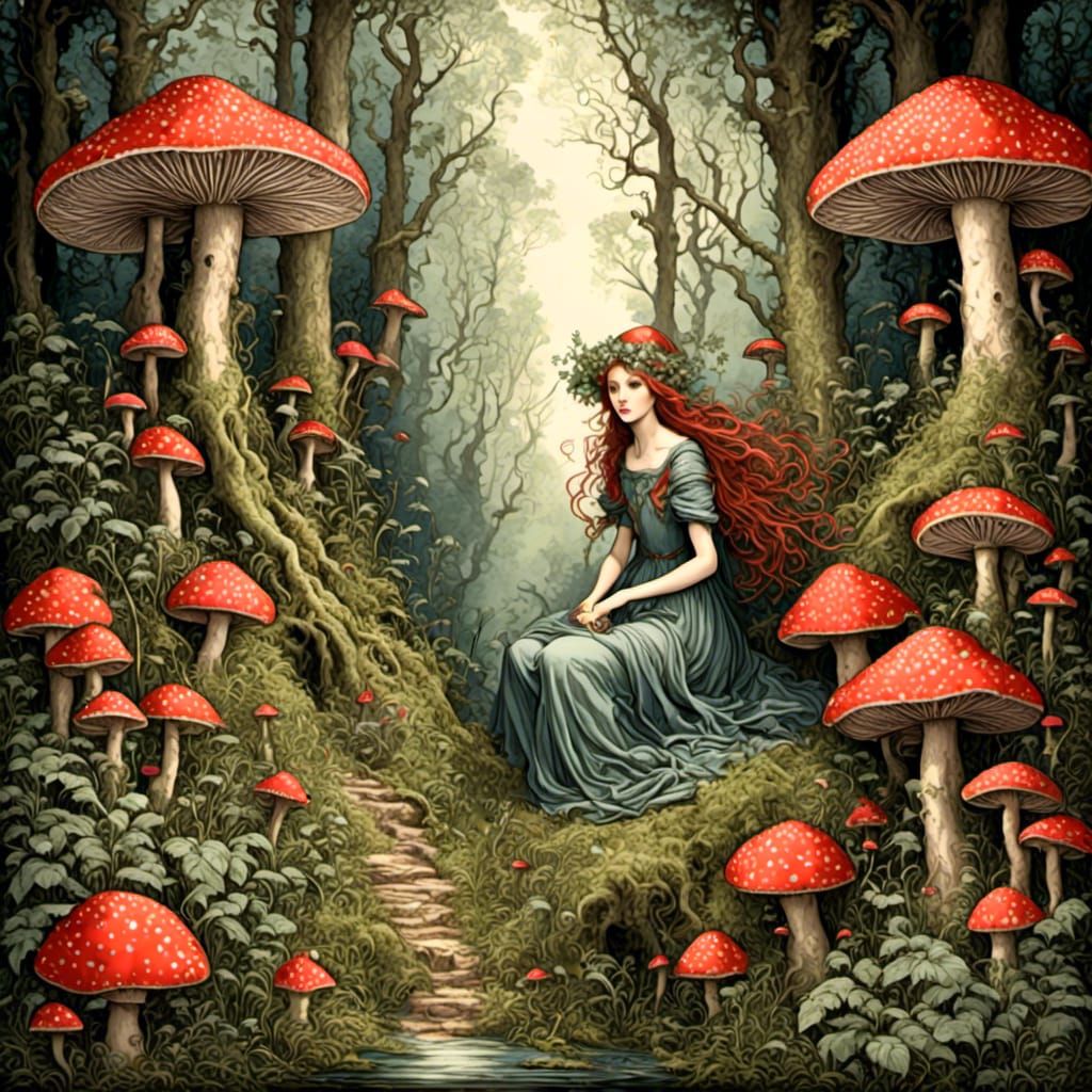 Fairy in Enchanted Forest: Ink and Light