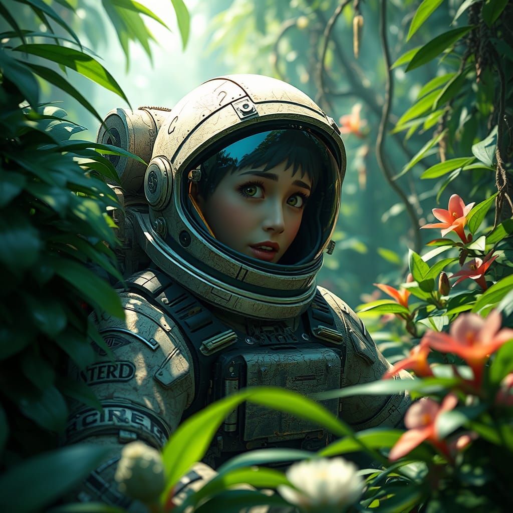 Astronaut Lost in Lush Jungle, Anime Style