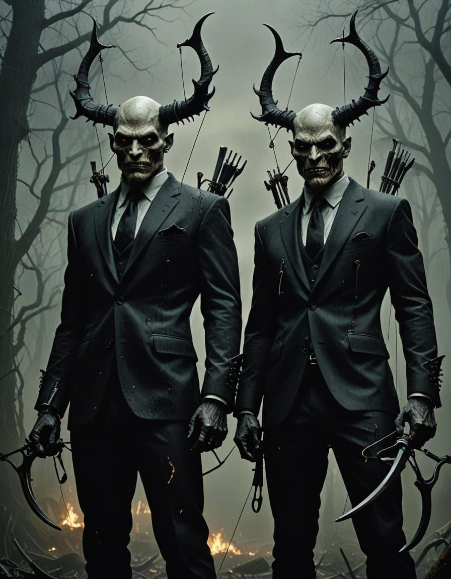 Dark Fantasy Assassins in Vanta Black Suits