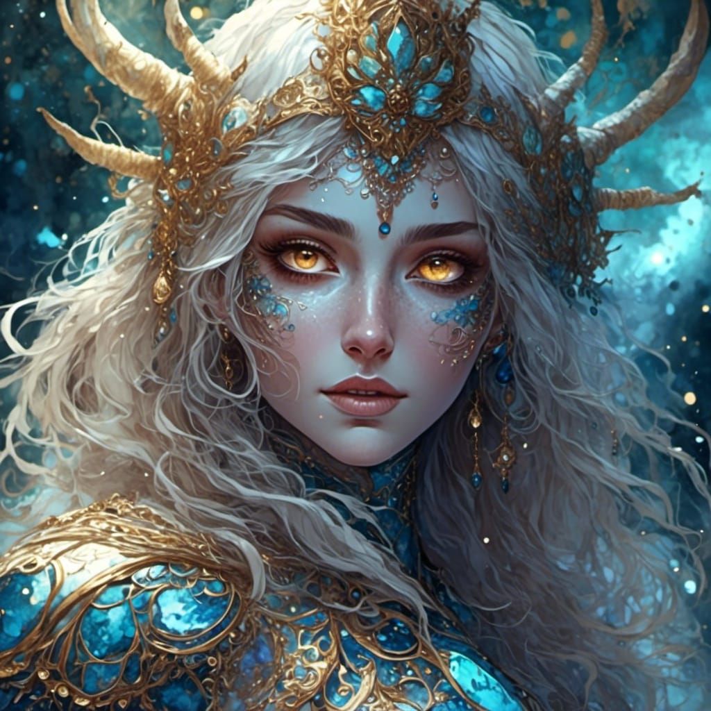 Alluring Metallic Figure Under Electric Lighting