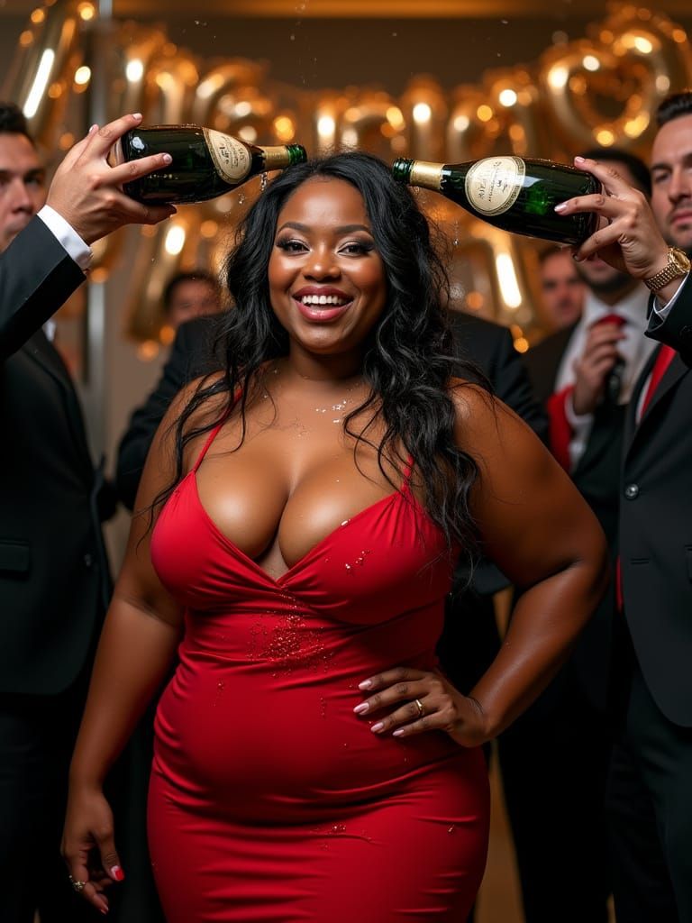 Hyper-Realistic Portrait of Woman at Office Party