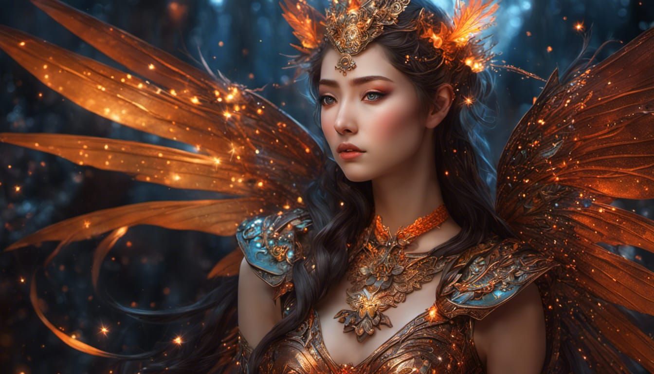 Glittering Fairy Warrior in Autumnal Colors