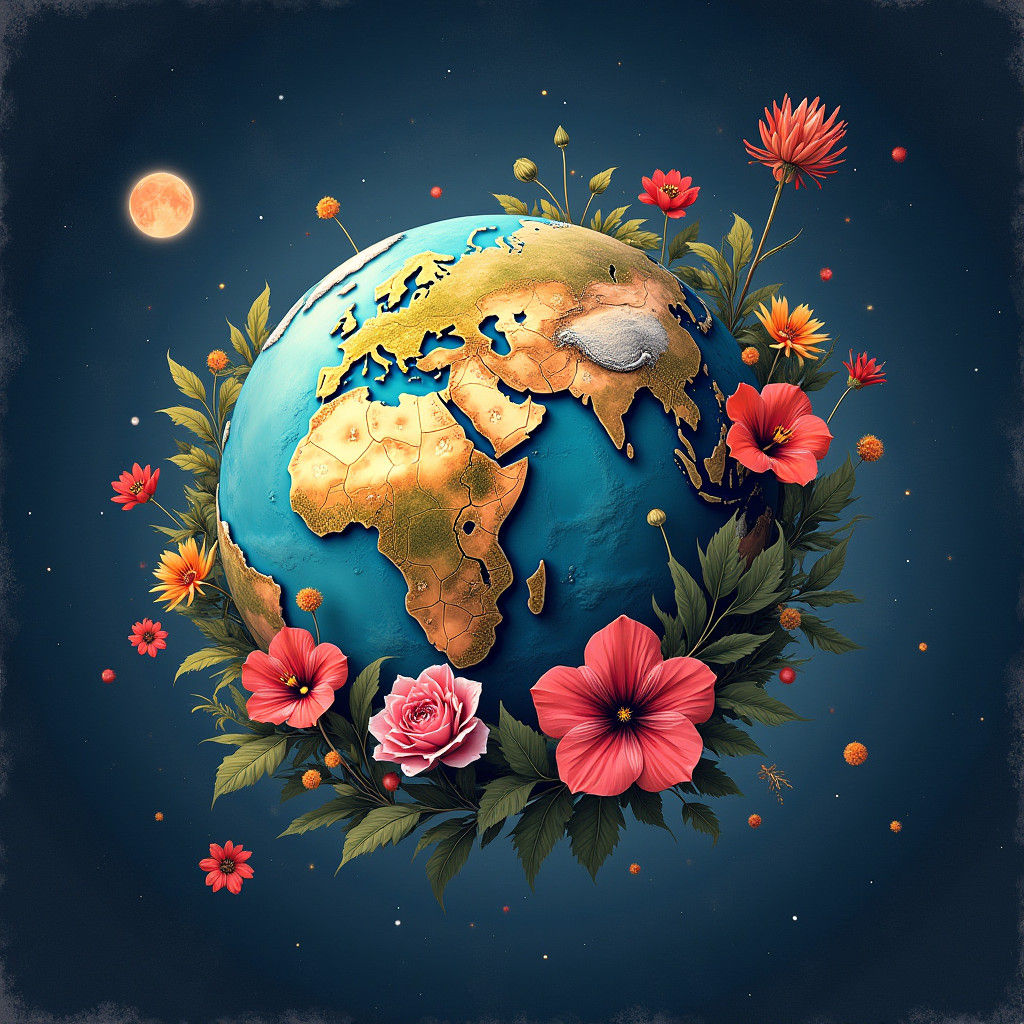 AI-Generated Floral Planet Landscape