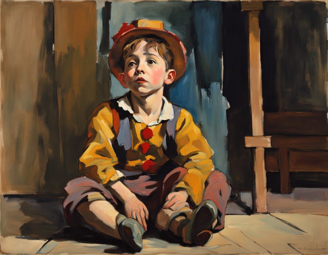 Jester Backstage: Post-Impressionist Theater Portrait