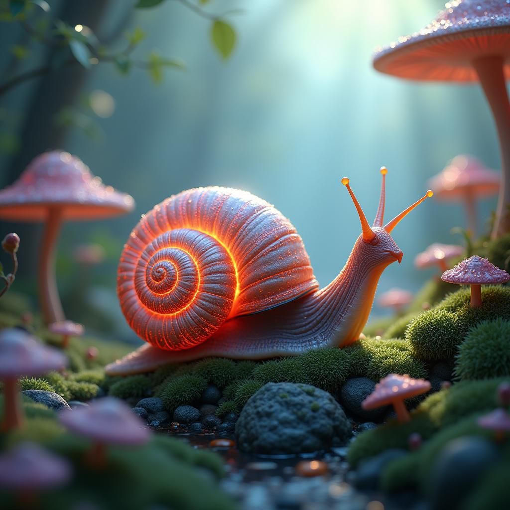 Majestic Snail in Fantasy Environment, Matte Painting