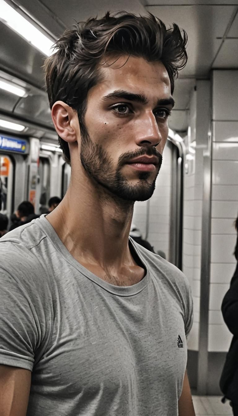 Fit Young Man and Woman in Detailed Digital Painting