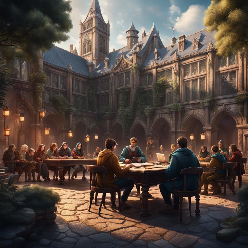 Academic Tutor Advising Students: Matte Painting