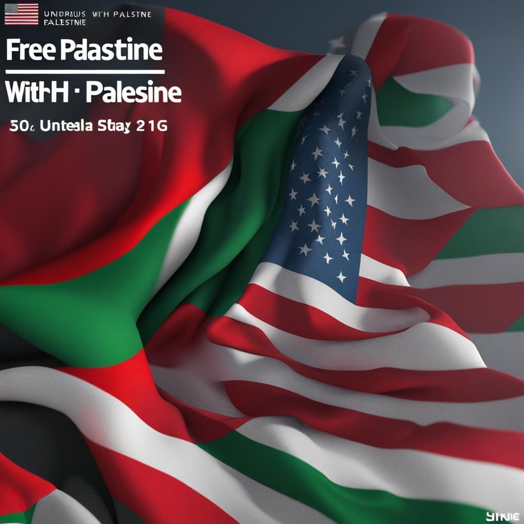 Palestine and USA Flags: Freedom Concept Art
