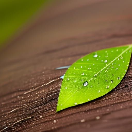 Water Droplet on Leaf in Sharp Focus